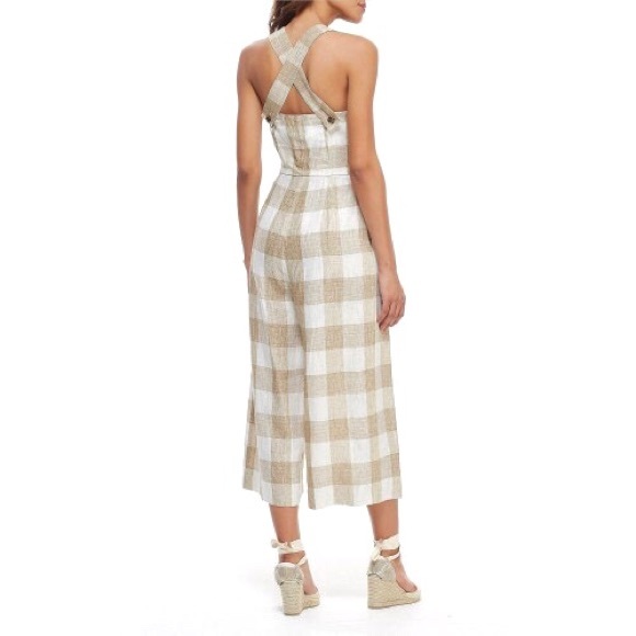 GAL MEETS GLAM BAILEY GINGHAM LINEN CROP JUMPSUIT - Picture 3 of 10
